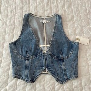 Good American Blue Denim Crop Top